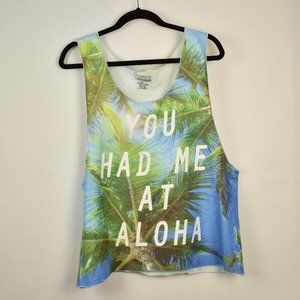 Freeze "You Had Me at Aloha" Palm Tree Beach Scoop Neck Tank Top Size X-Large